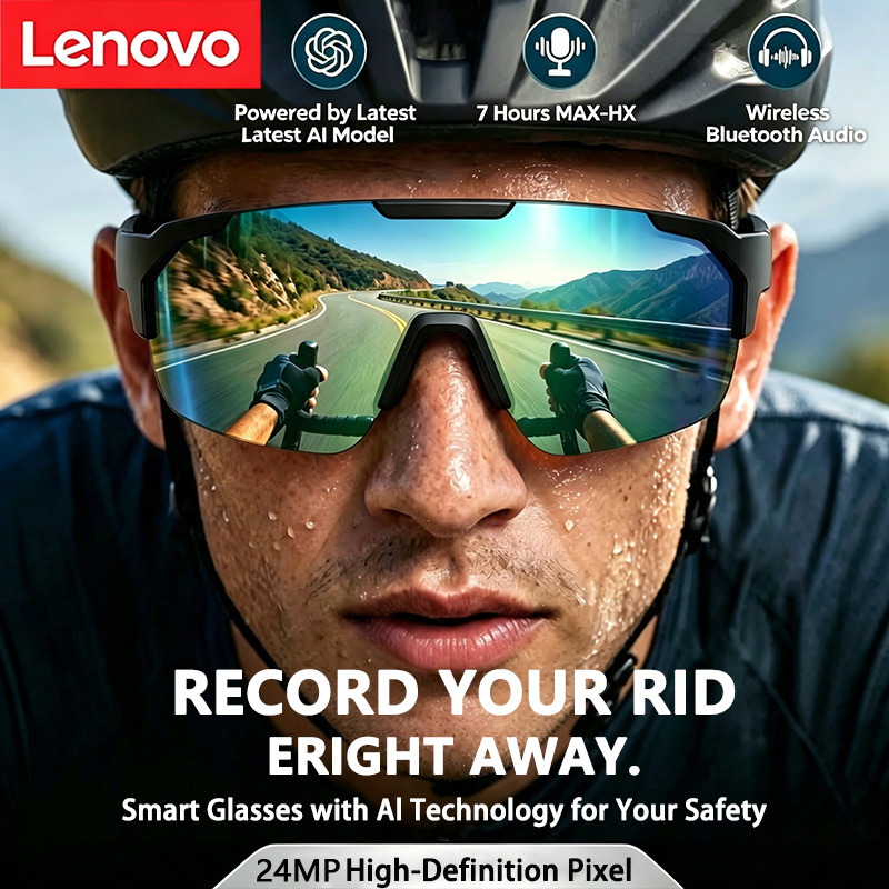 Smart Glasses Lens - Lunettes de cyclisme intelligentes Lenovo 2400W